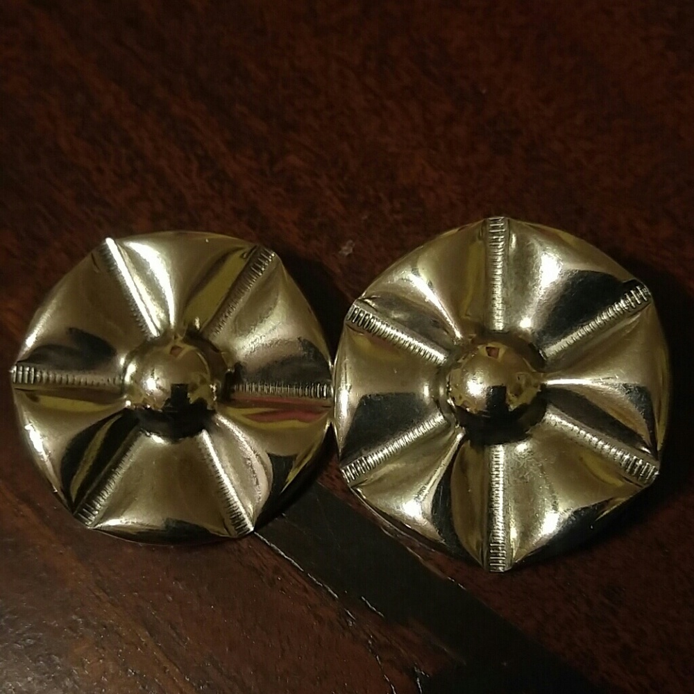 Vintage Large Silver Tone Pierced Earrings.
