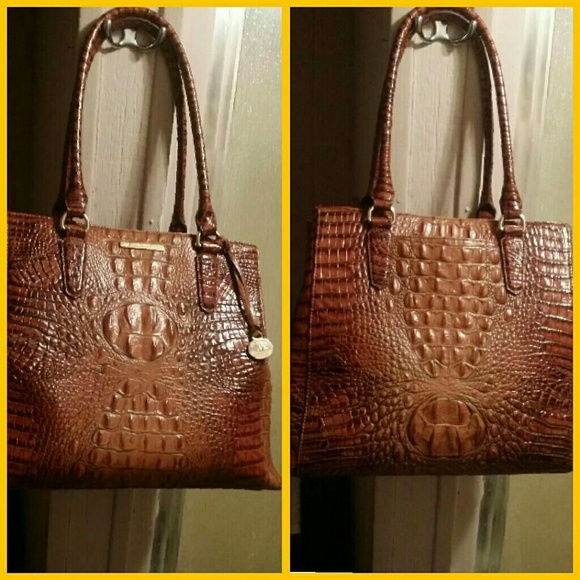 NWT Brahmin Joan Tote in Tortoise Rouncewell (Brown and Tan  Brahmin Joan Croco-Embossed Tote(N45-131