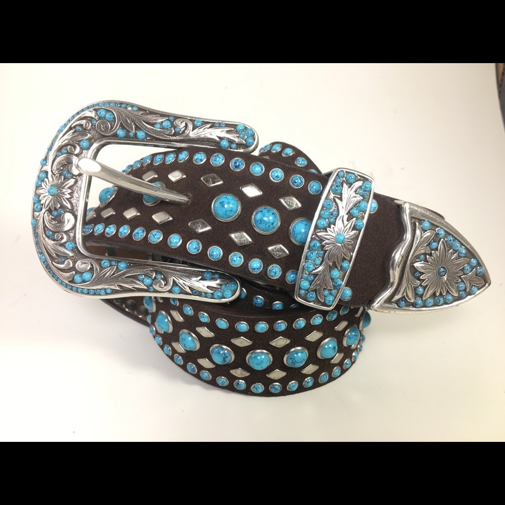 Women's Nocona studded Western Turquoise belt Sz L