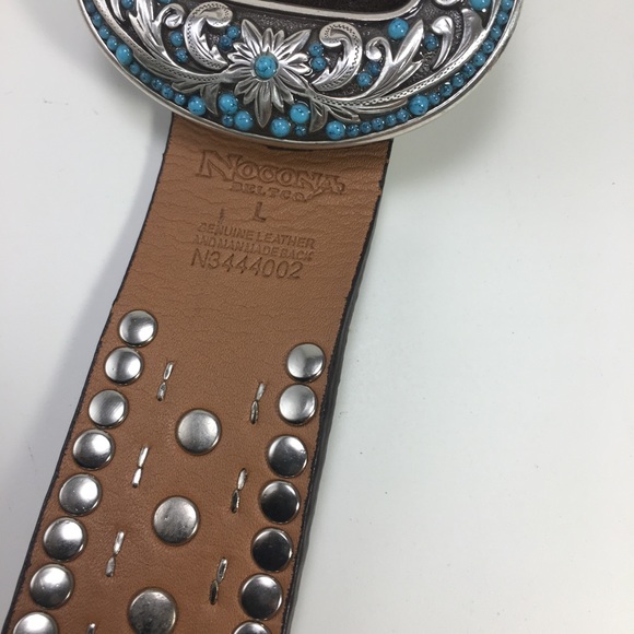 Women\'s Nocona studded Western Turquoise belt Sz L main image 4