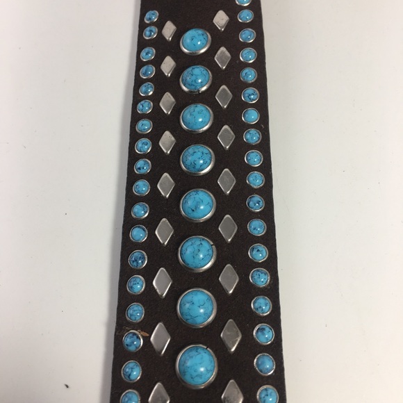 Women\'s Nocona studded Western Turquoise belt Sz L main image 3