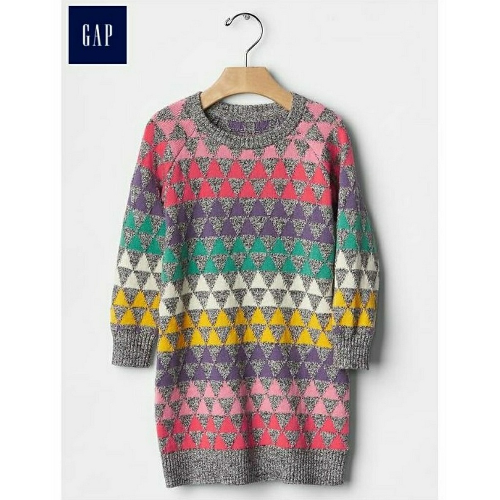 GAP Girls Fair Isle Sweater Dress Size 4 Gray