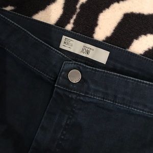 Dark blue, high waisted topshop Joni jeans NWOT