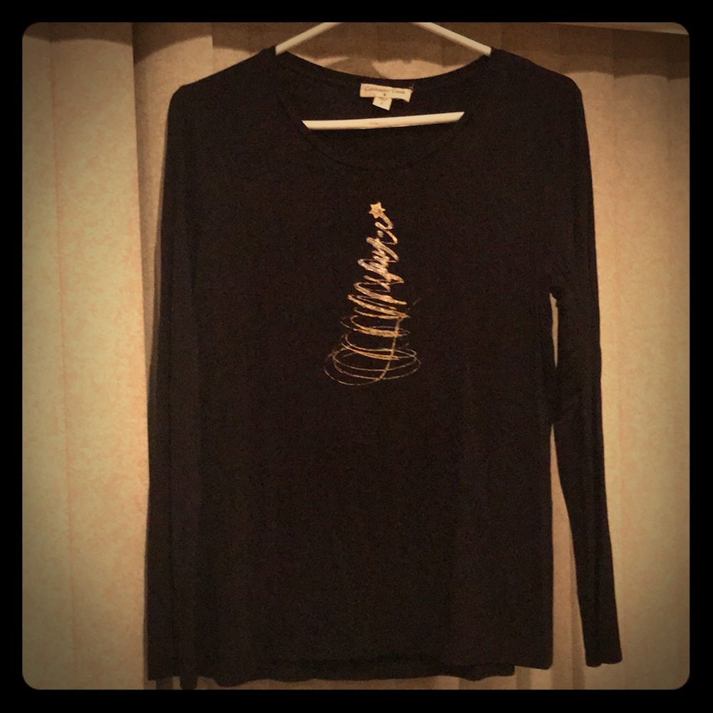 Cold water Creek Christmas Tree Embellished Shirt