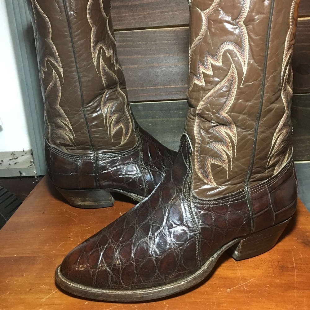 Nocona Brown Alligator Cowboy Boots Sz 8 1/2 D