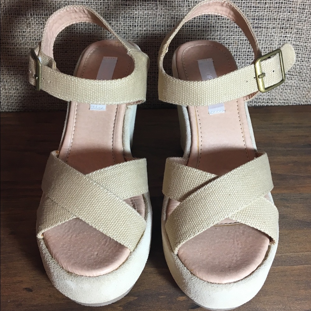 Cooperative Canvas Strap Wedge Heels