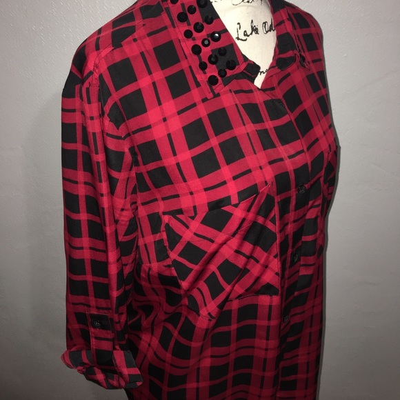 Michael Kors red plaid blouse ❤️ - Picture 3 of 4