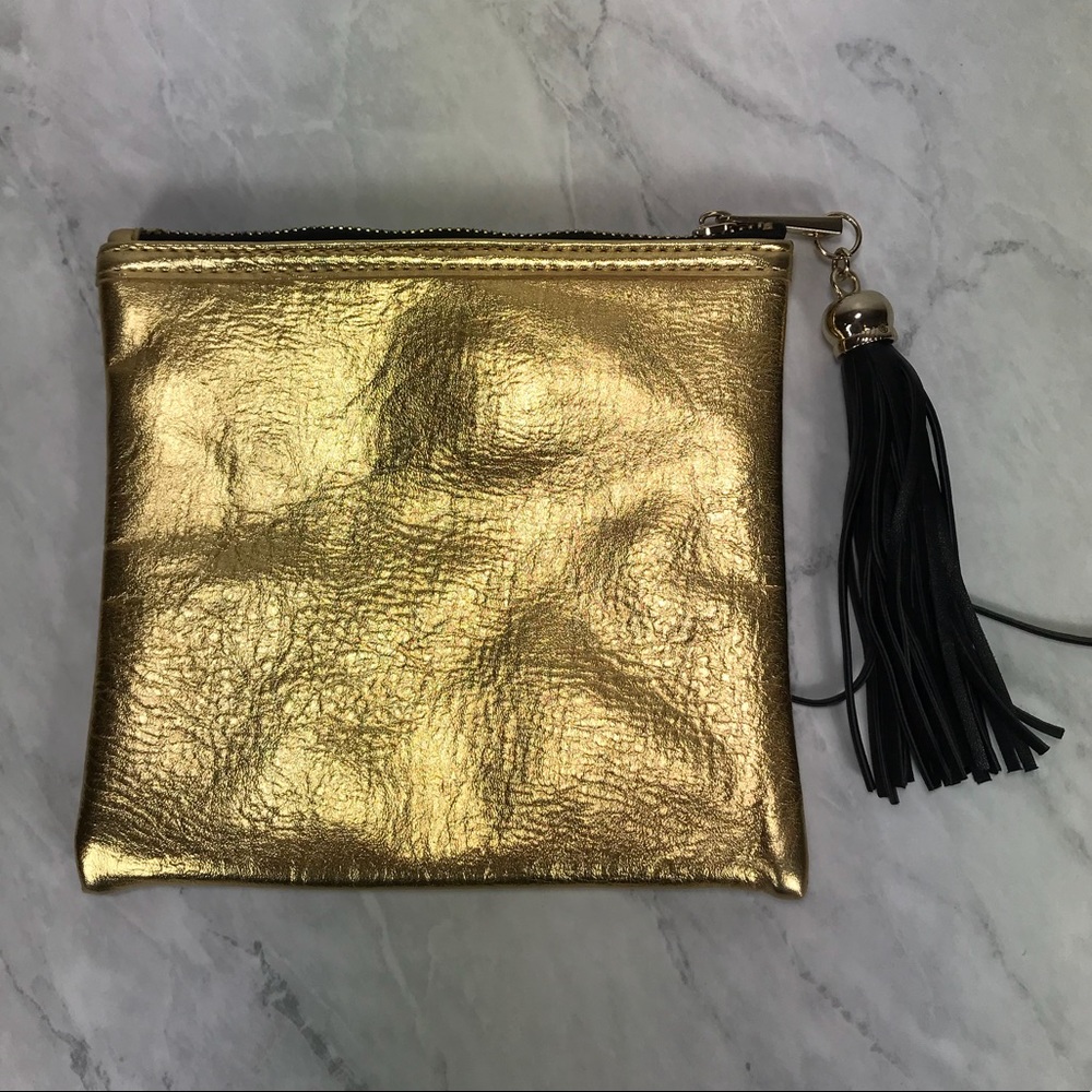 ❌SOLD❌ Bebe Gold And Black Tassle Pouch - Picture 2 of 6