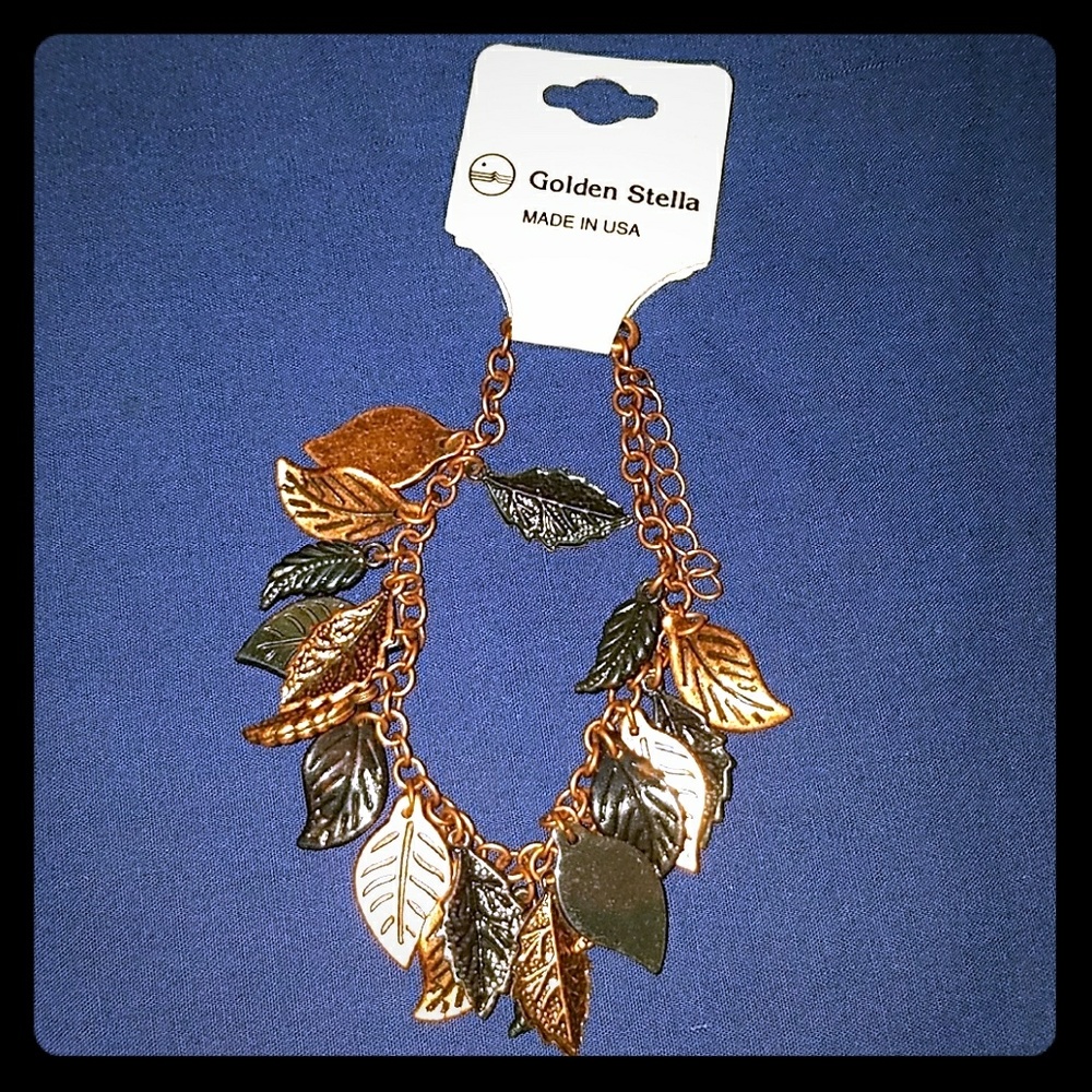 Black and Cooper Colored Leaf Bracelet