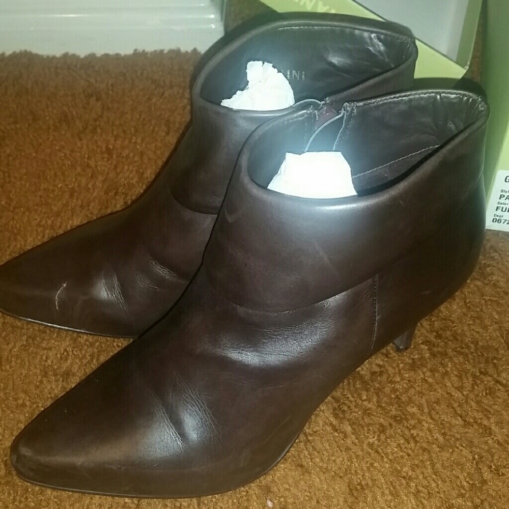 Brown booties with 3in "  heel.
