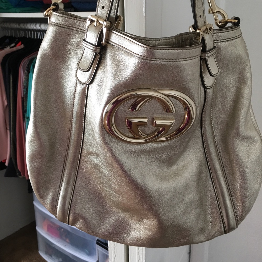 Authentic Gucci leather Britt GG handbag