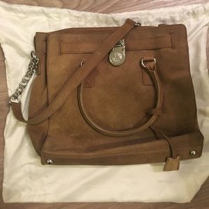 Michael Kors Hamilton tan suede handbag