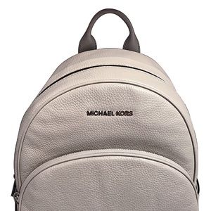Michael Kors Abbey Pearl Gray Leather Backpack Lg