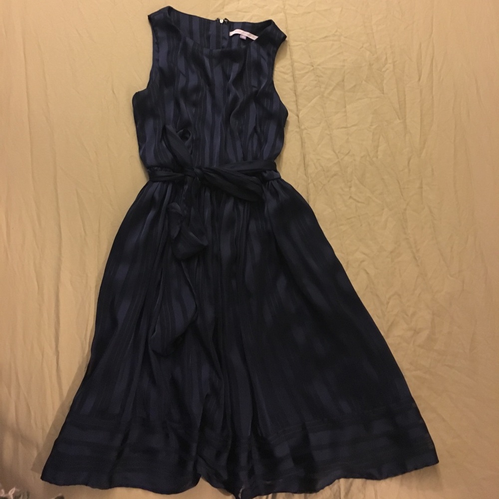 Flowy navy blue see through layered dress.
