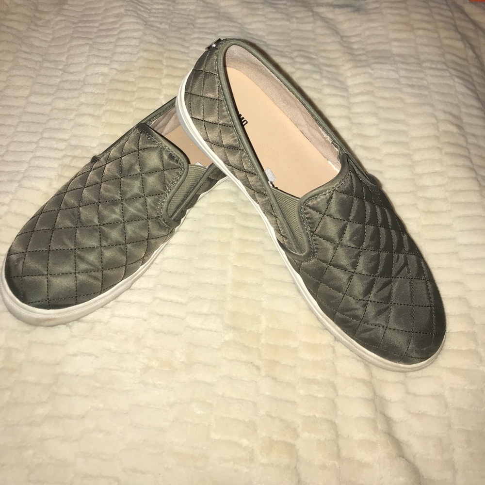 Army green slip ons