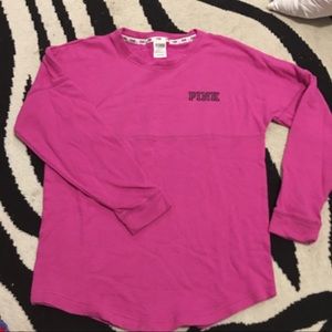 VS PINK hot pink varsity crew