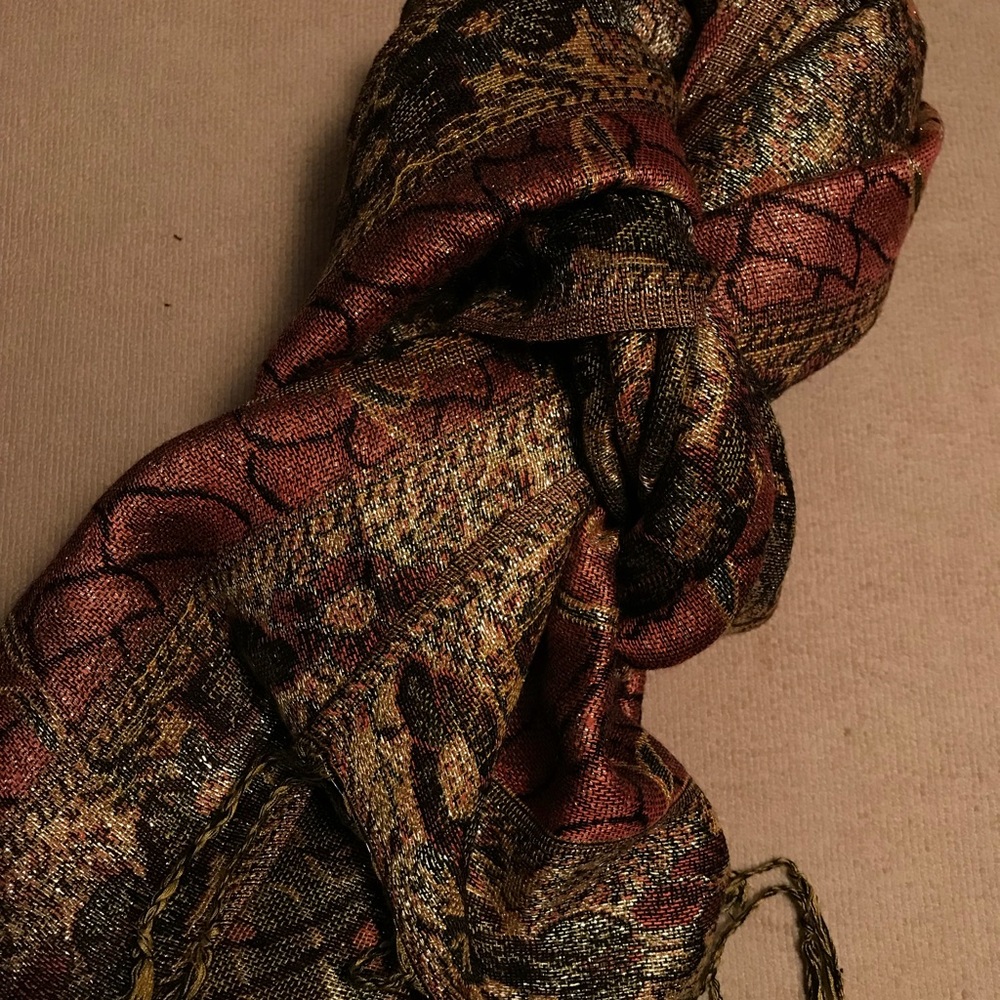 Mauve/Gold/Black Dressy Pashmina