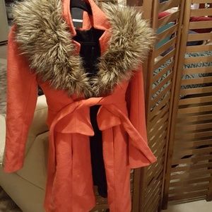 Womens burnt orange wool coat