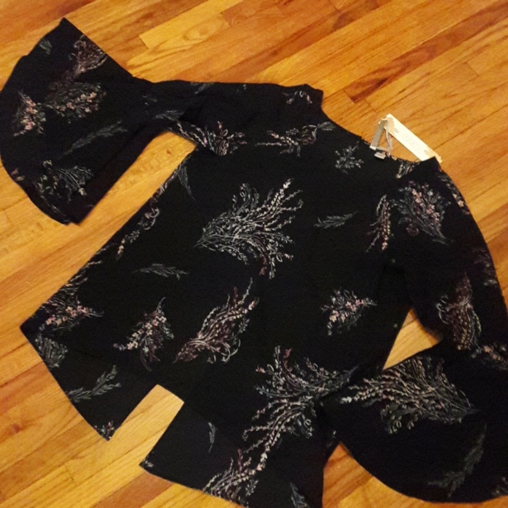 Sheer Split Back Floral Blouse