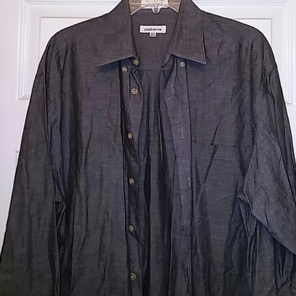 Claiborne 16 1/2 34-35 Long Sleeve Gray Shirt