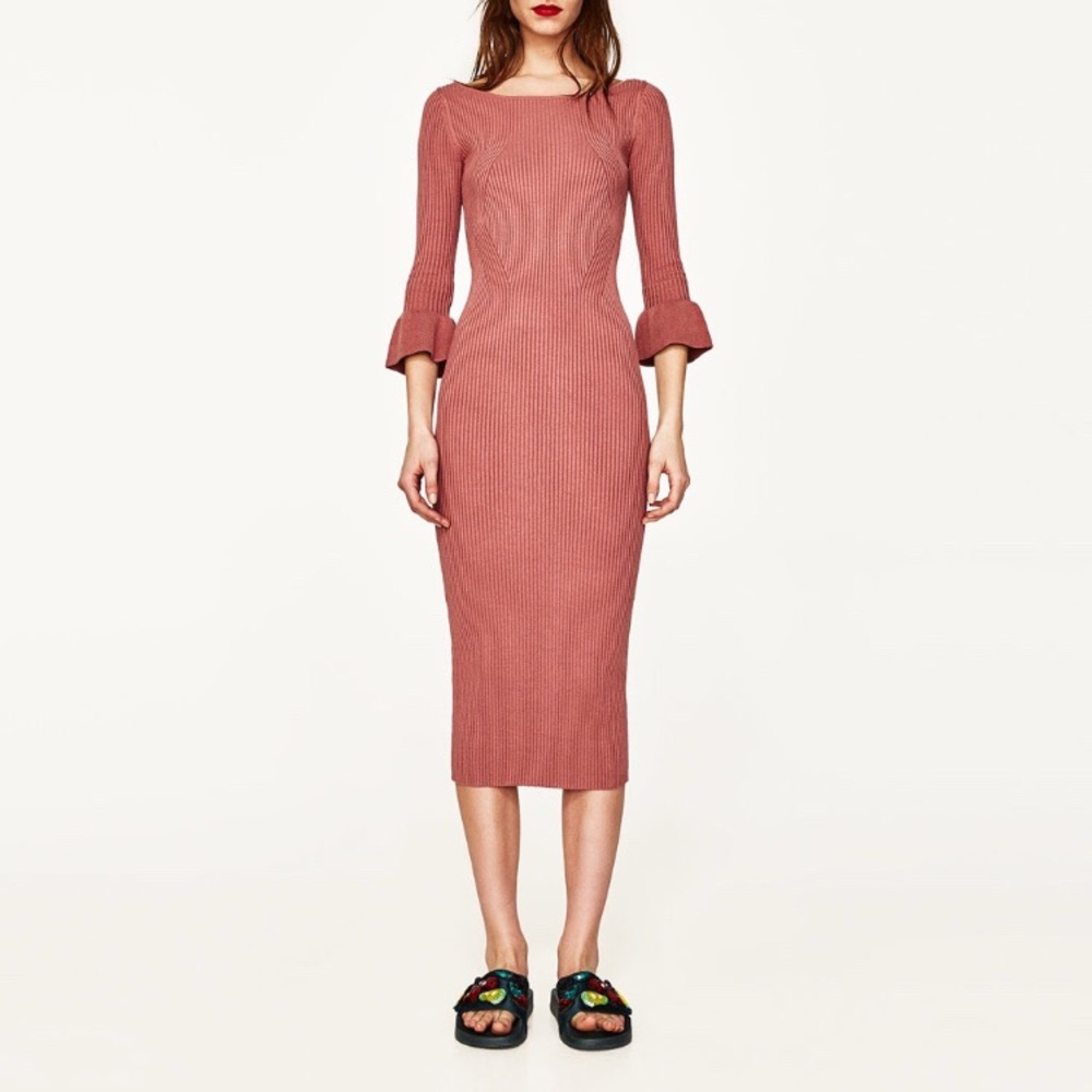 Pink sweater dress