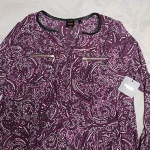 Paisley purple tunic blouse NWT