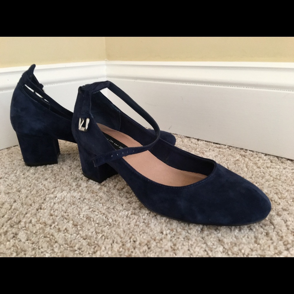 Navy blue suede shoes