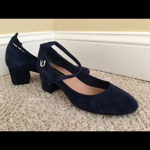 Navy blue suede shoes