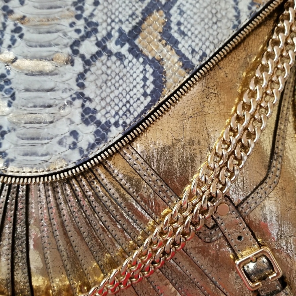 Rebecca Minkoff Gold Foil With Python Classic Mab - image 2