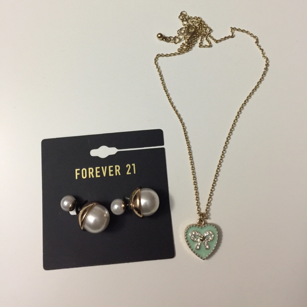 Forever 21 pearl earrings and necklace