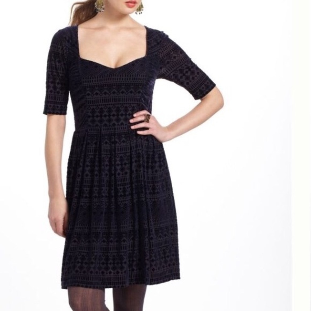 Meadow Rue Velvet Geo Burnout Dress
