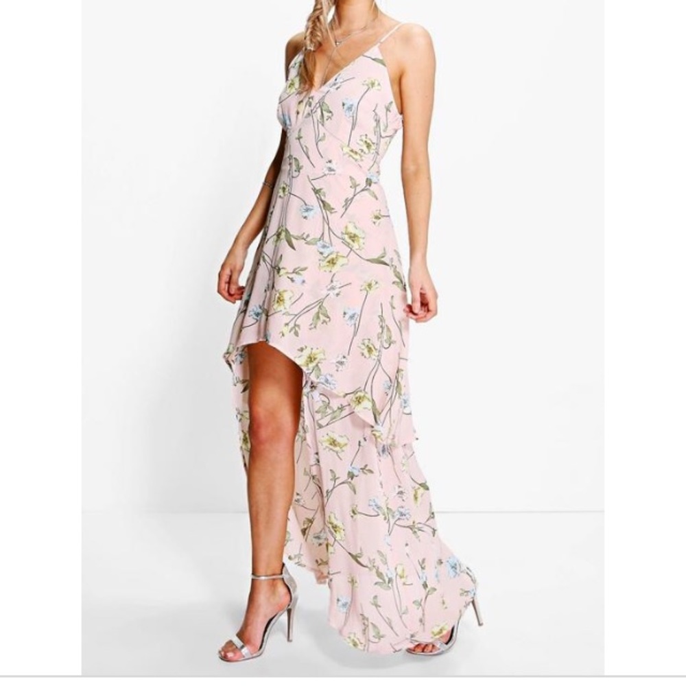 Boohoo Floral Hi Lo Dress