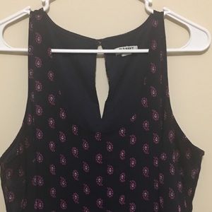 Navy Sleeveless dress w/Pink Paisley print