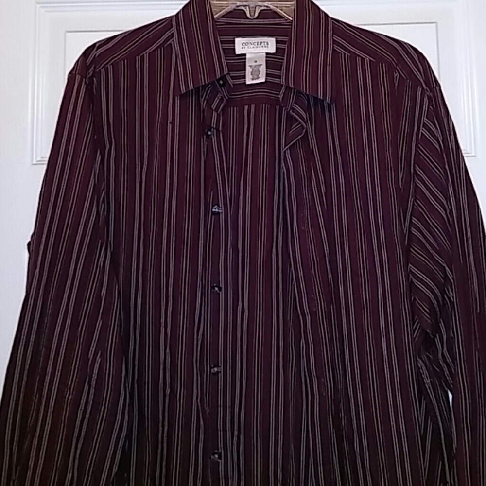 Concepts by Claiborne Long Sleeve M Maroon Shirt