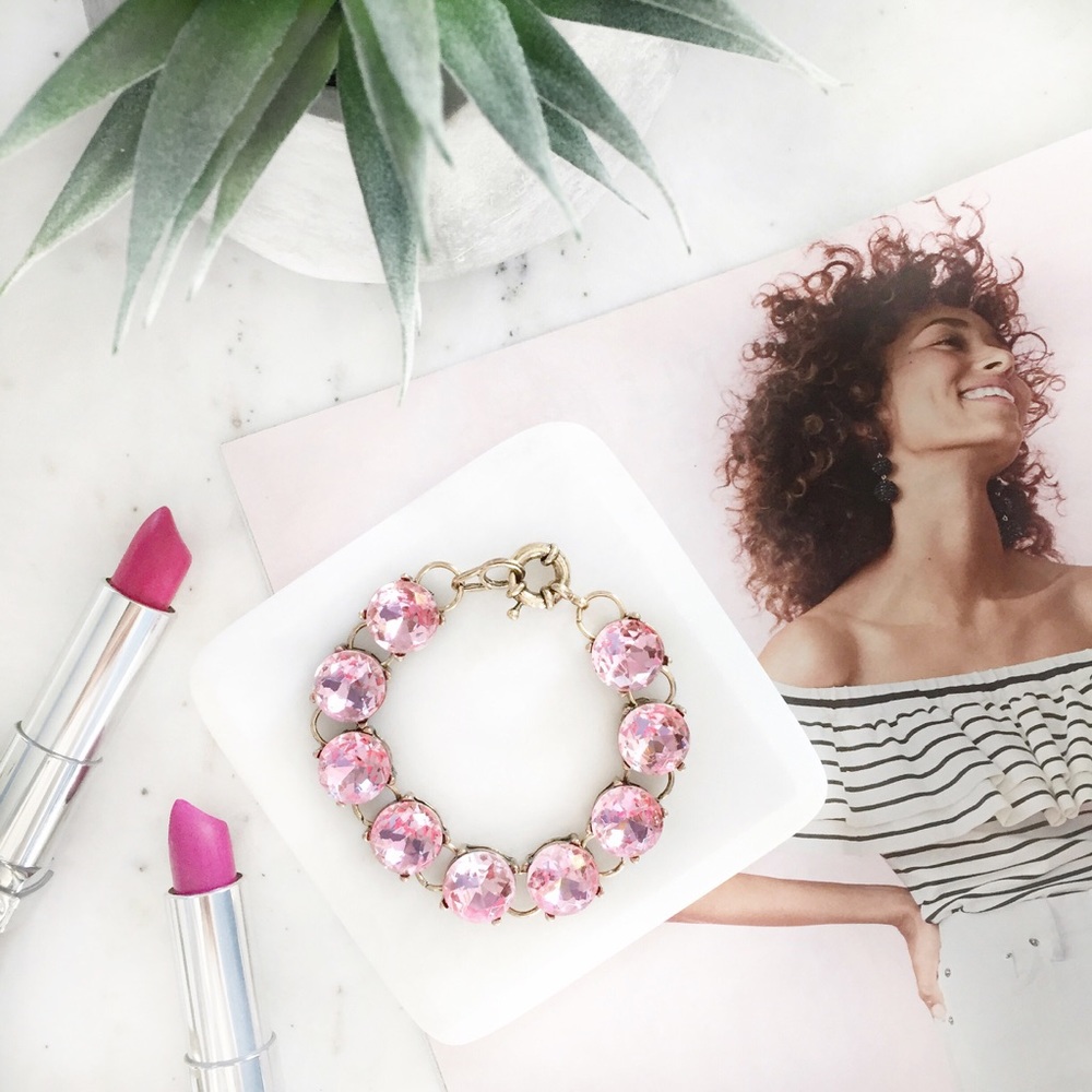 "Carrie" Bracelet || Rose Pink Crystal Statement