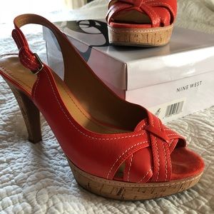 Nine West open toe sling back shoes.