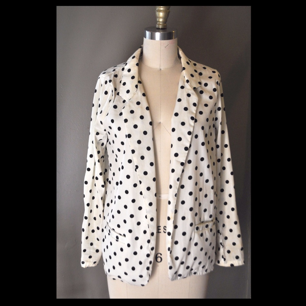 White & Black Polka Dot Open Shirt