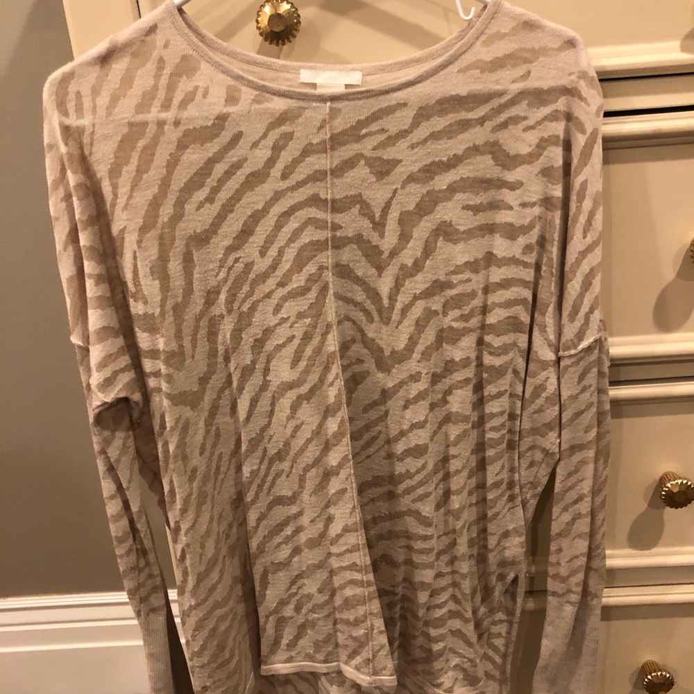 Tan zebra striped top