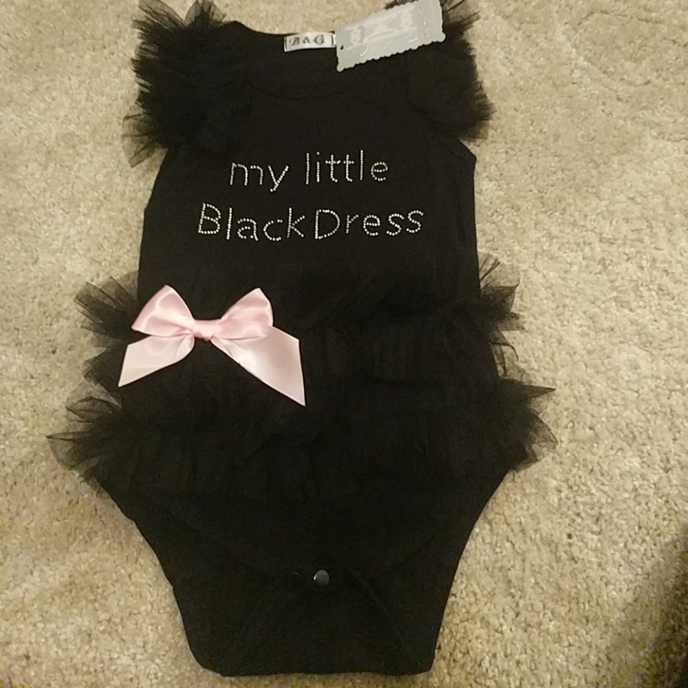 Toddler jeweled little black dress onesie