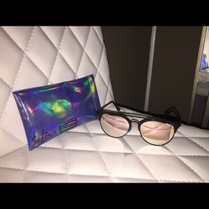 QUAYxCHRISSPY Gemini Black w/Rose Gold Sunglasses