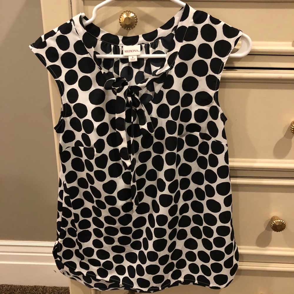 White shirt with black polka dots