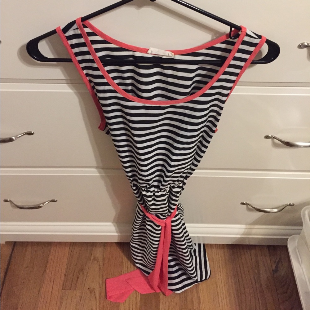 black and white striped dress