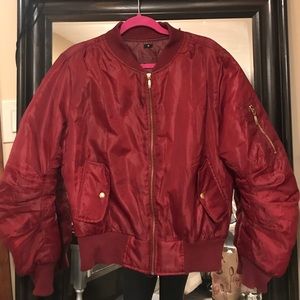 Burgundy bomber jacket