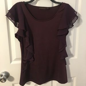 The Limited Medium Plum Frill Sleeve Shirt