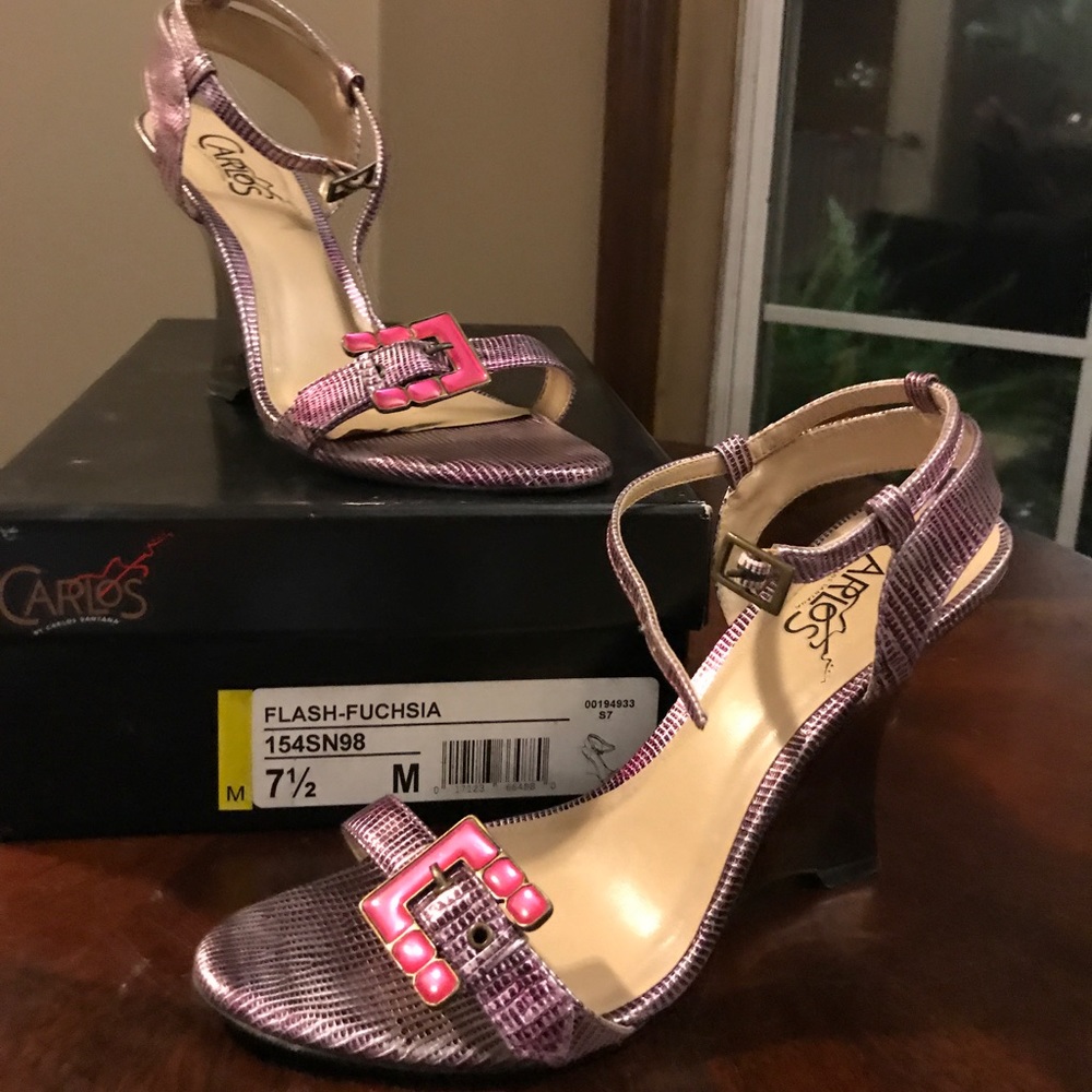 Carlos Santana Pink Wedges. Size 7 1/2