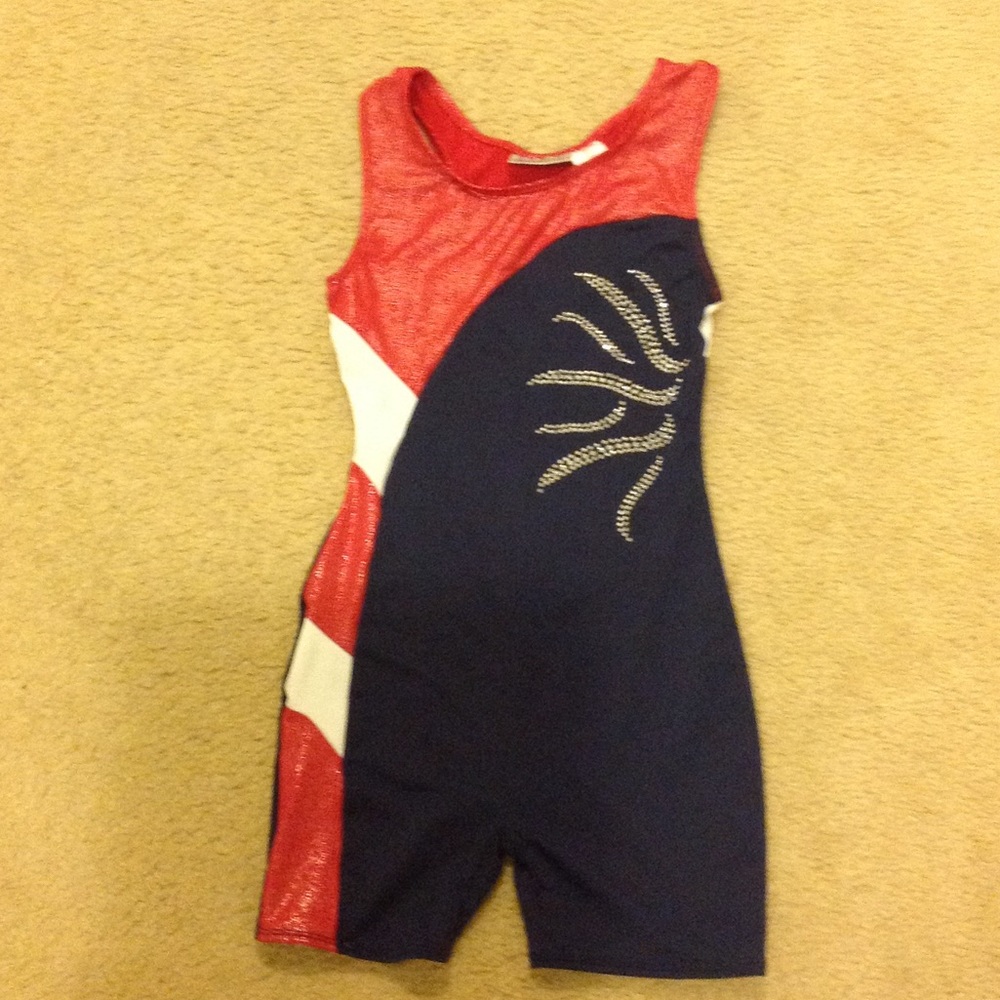 Girls patriotic gymnastics leotard