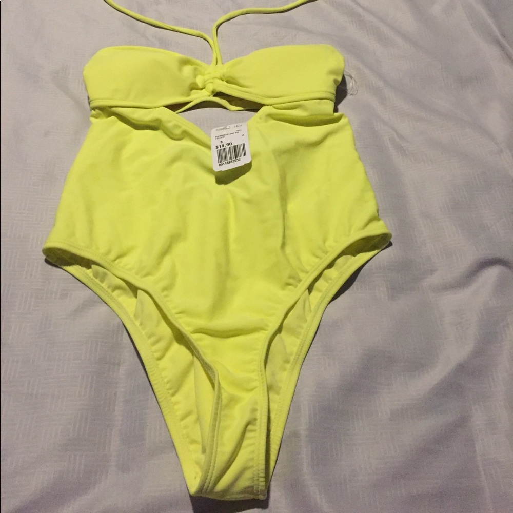 Yellow cut out one piece bathing suit