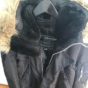 Army bomber with fur hood