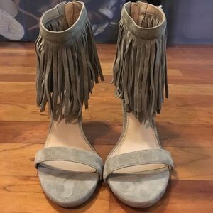 Steve Madden fringe heels in taupe.never worn