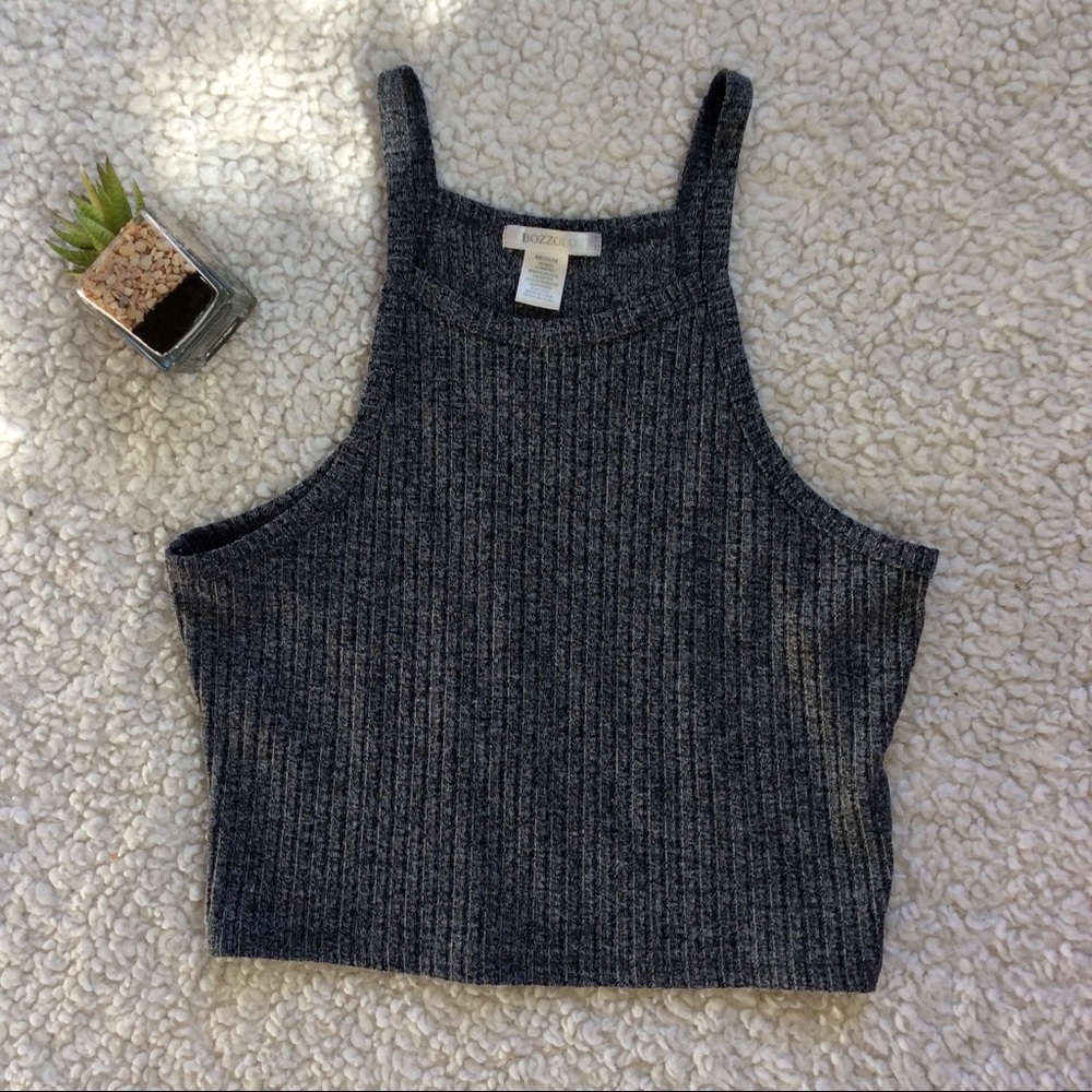 Heather Grey Ribbed Crop Top
